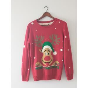 V28 Adult Unisex Merry Christmas Sweater Medium Reindeer Super Soft Ugly Sweater
